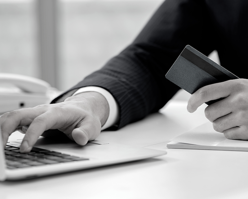 Budget - person entering credit card