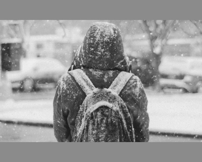 Kid in snowy weather
